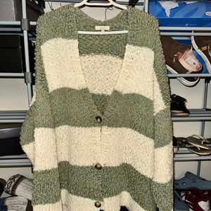 Large soft green and cream sweater